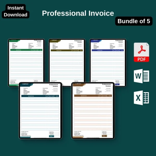 Editable Invoice Template Pack – Professional & Printable (PDF + Excel ...